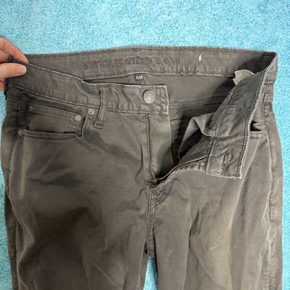 American Eagle Jeans Mens 31x30 Slim Straight Flex Stretch Gray Dark Wash - Picture 14 of 16